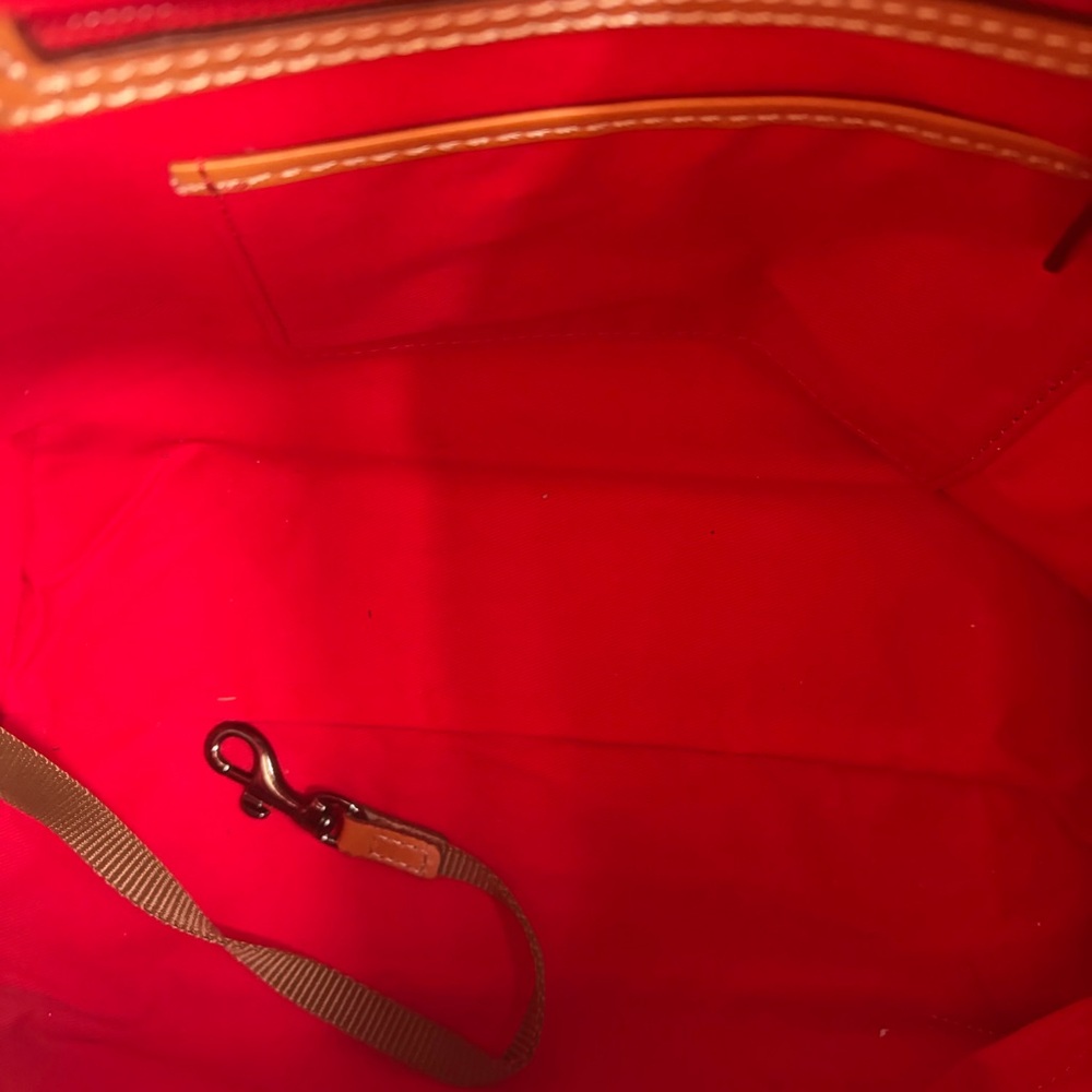 Dooney & Bourke Pink Pebble Leather Hobo with Tan Trim and Tassels - Picture 9 of 11